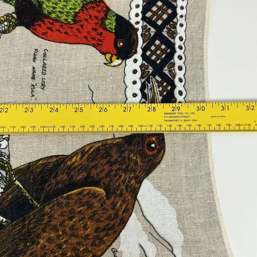Vintage Linen Birds Of Fiji Travel Souvenir Tea Towel